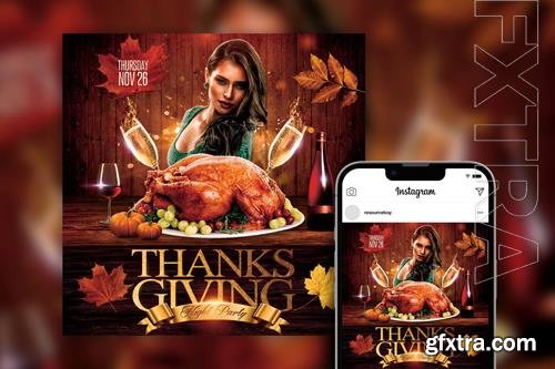 Charming Elegant Leafy Thanksgiving Party Instagram Post Template