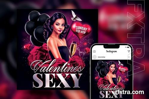 Sexy Splash Floral Glittery Valentine Party Instagram Post Template