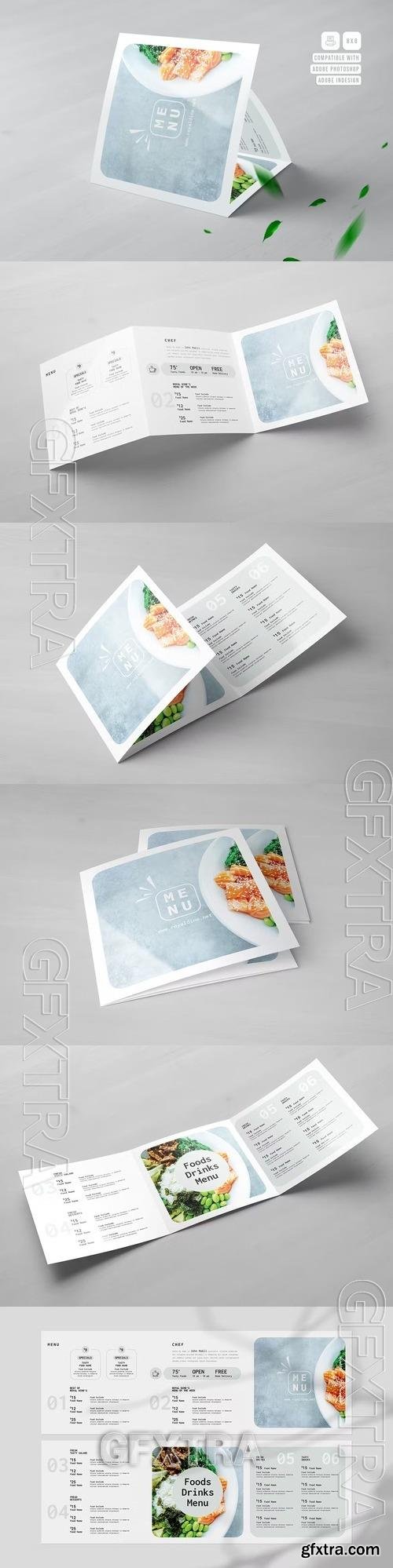 Square Trifold Food Menu X9J88EP