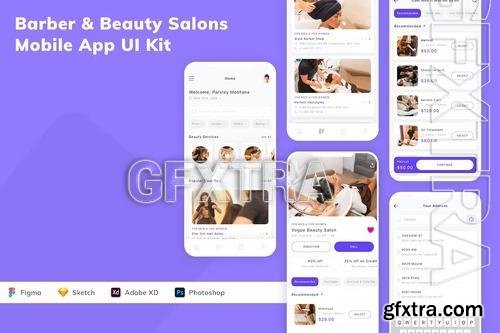 Barber & Beauty Salons Mobile App UI Kit QSY8Y22