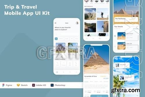 Trip & Travel Mobile App UI Kit A6B8BPH