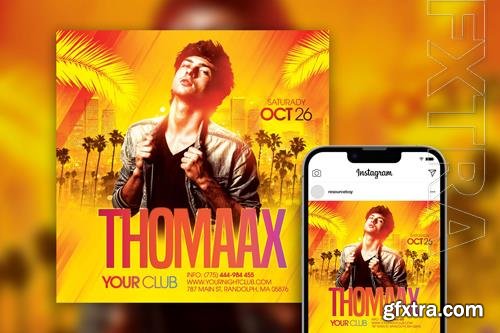 Stylish Urban Tropical DJ Club Party Instagram Post Template