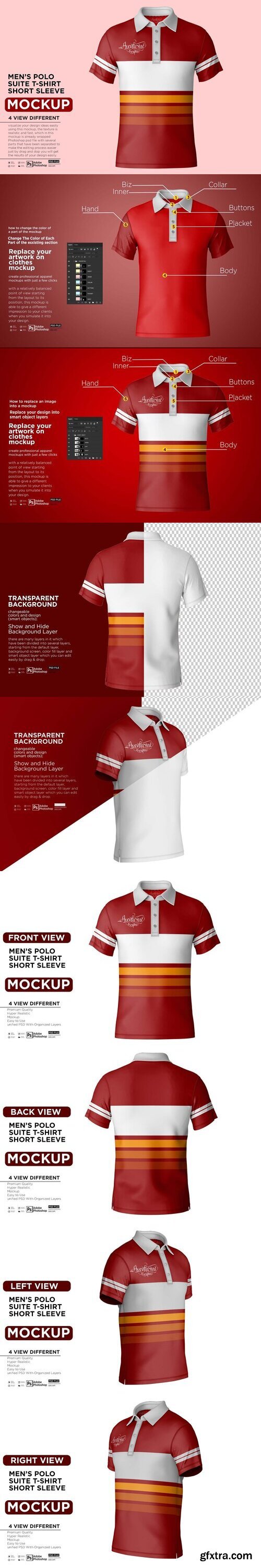 CreativeMarket - Men\'s Polo Suite T-Shirt Mockup 10868436