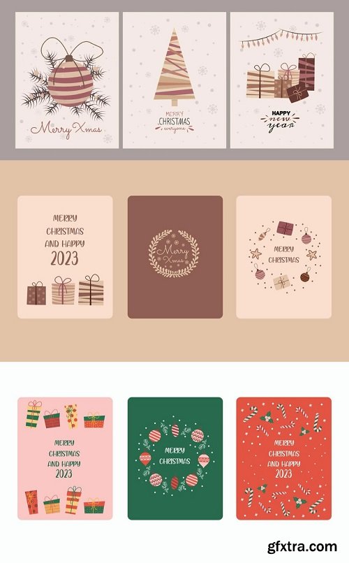 A set of posters or postcards christmas market happy new year and christmas