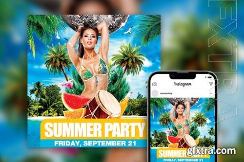 Joyful Tropical Bikini Summer Beach Party Instagram Post Template PSD