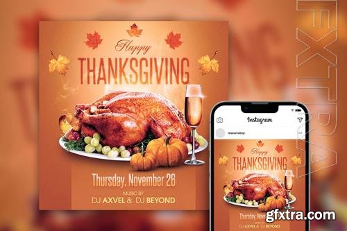 Tasteful Leafy Thanksgiving Instagram Post Template PSD