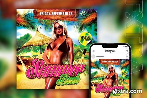 Captivating Splash Tropical Summer Beach Party Instagram Template PSD