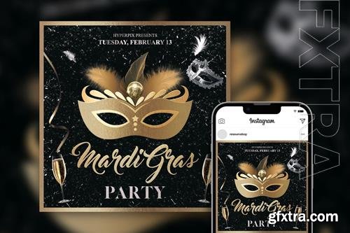 Nifty Luxurious Mardi Gras Party Instagram Post Template PSD