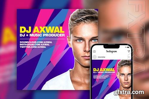 Awesome Simple DJ Party Instagram Post Template PSD