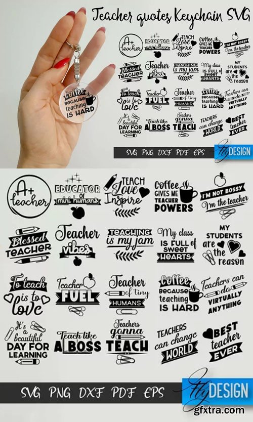 Teacher Quotes Keychain Vector Templates