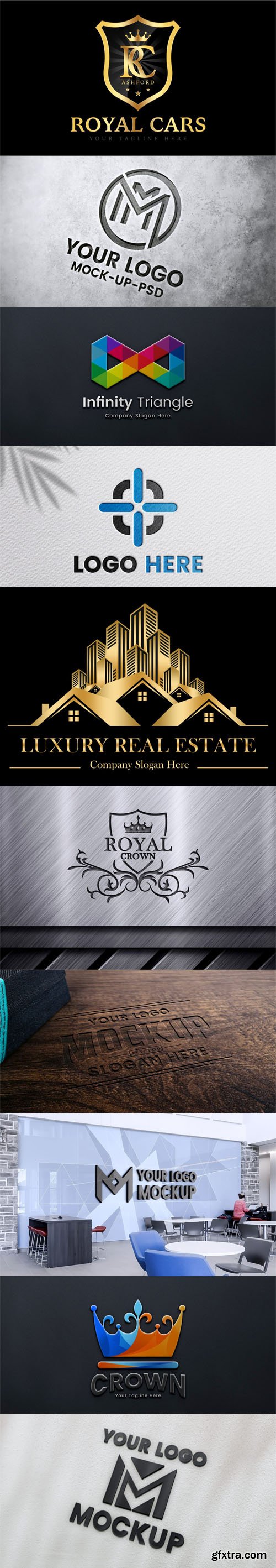 10 Luxury 3D Logos PSD Mockups Templates