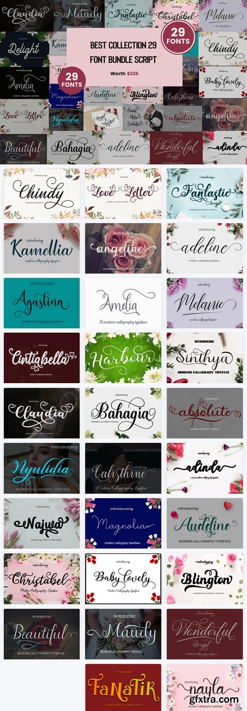 Best Script Fonts Bundle - 29 Premium Fonts Worth $226