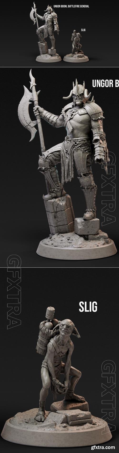 Loot Studios Miniatures - Ungor Boom Battlefire General and Slig 3D Print