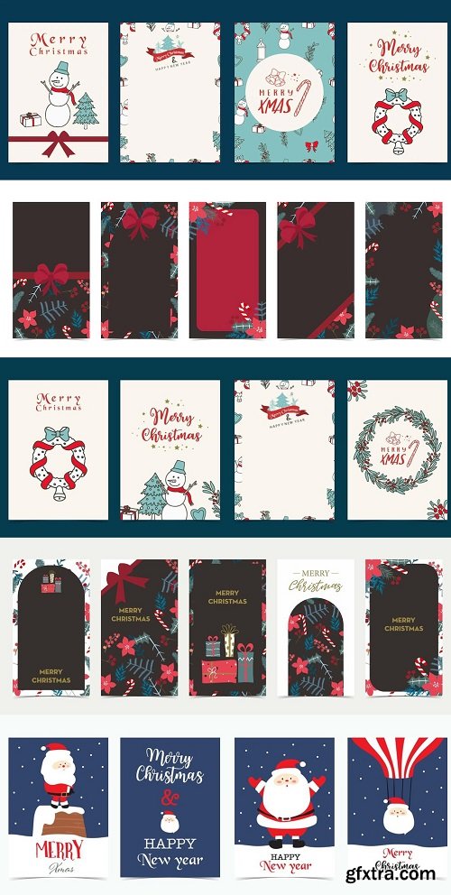 Cute christmas illustration collection for poster or postcard