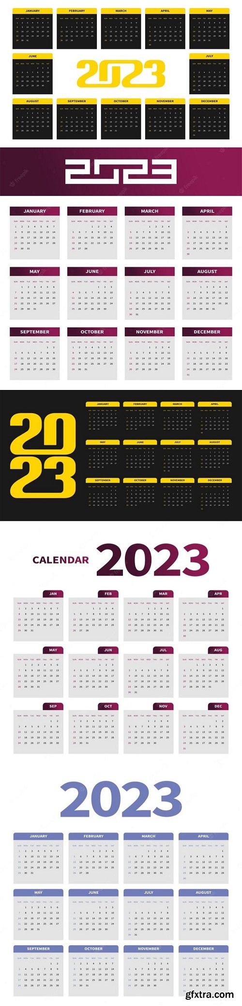 Simple 2023 new year calendar vector design template