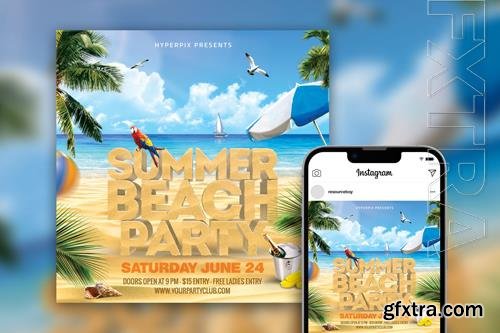 Gorgeous Topical Summer Beach Party Instagram Post Template Beautiful PSD