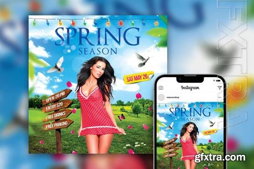 Amazing Leafy Spring Break Instagram Post Template Beautiful PSD