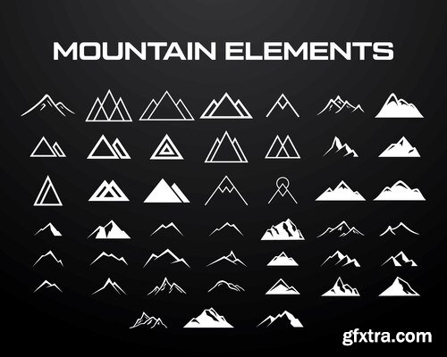 Mountain set isolated on black background. vector illustration eps 10