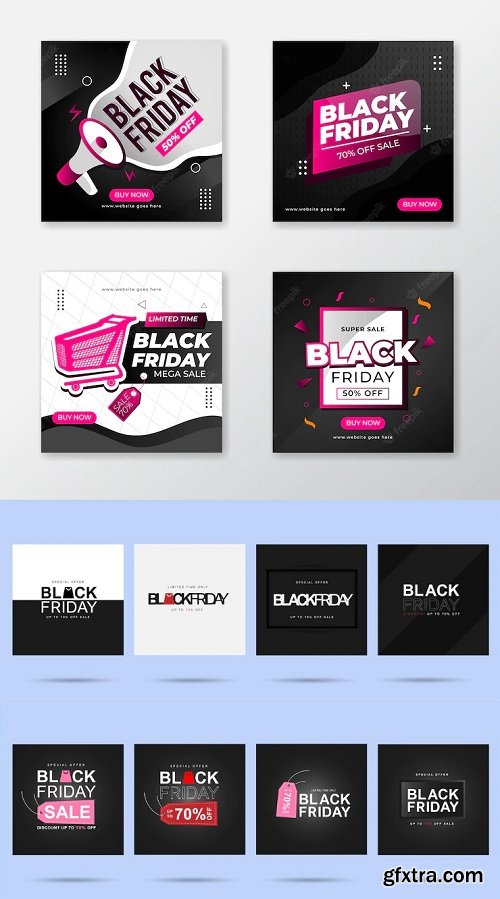 Black friday sale social media post vectors