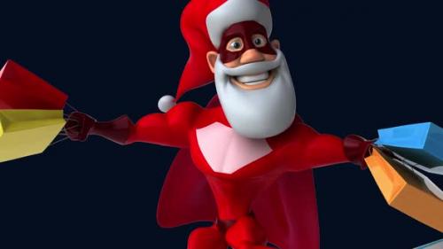 Videohive - Fun 3D cartoon super Santa Claus with alpha channel included - 40949468 - 40949468