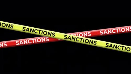 Videohive - Yellow tape with word sanctions.element animation. Sanctions cross background - 40933415 - 40933415