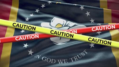 Videohive - Mississippi state flag waving background with yellow caution tape animation - 40938357 - 40938357