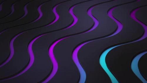 Videohive - Abstract 3D background with wavy gradient. Purple blue backdrop with dark waves - 40938616 - 40938616