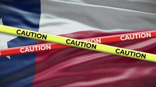 Videohive - Texas state flag waving background with yellow caution tape animation - 40938810 - 40938810