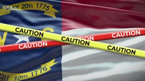 Videohive - North Carolina state flag waving background with yellow caution tape animation - 40938828 - 40938828