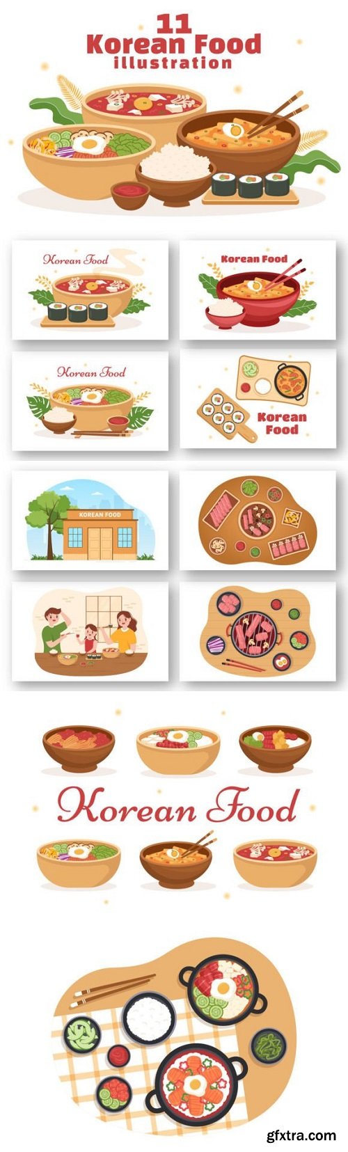 11 Korean Food Set Menu Illustration