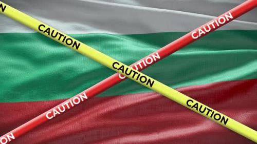 Videohive - Bulgaria national flag with caution tape animation. Social issue in country, news illustration - 40943083 - 40943083