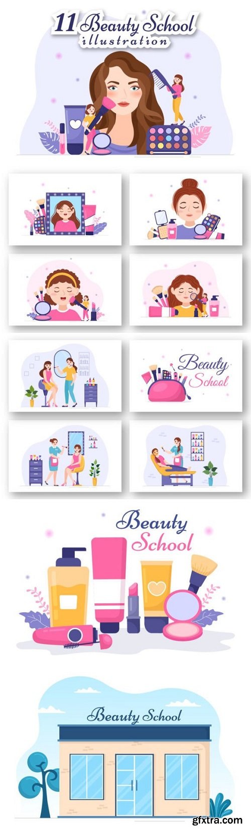 11 Beauty and Makeup School Illustration