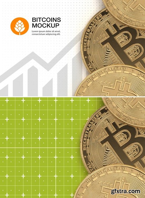 Set Golden Bitcoin Mockup ZNC69ST