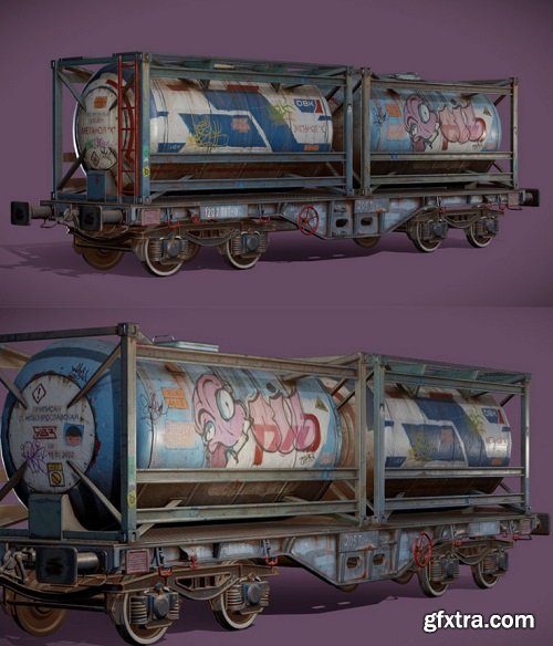 Graffiti Railway Tank 3D Model