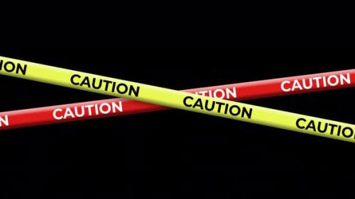 Videohive - Yellow and red caution tape animation. Transparent background - 40932547 - 40932547