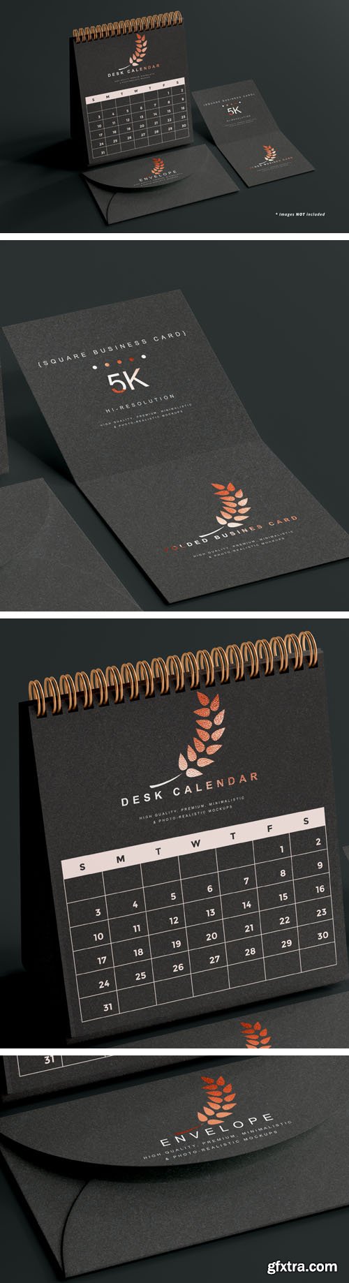 5K Black Desk Calendar PSD Mockup Template