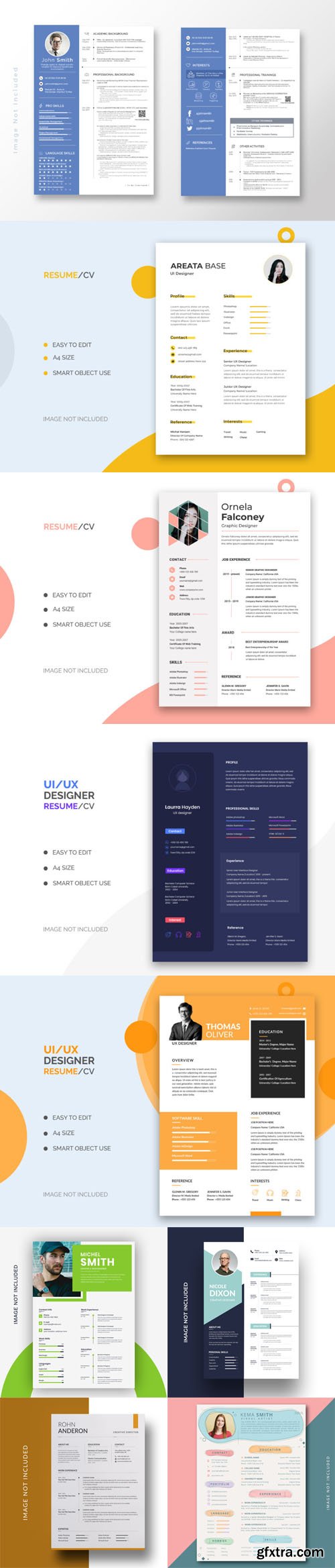 9 Modern Professional Resume CV PSD Templates [A4]