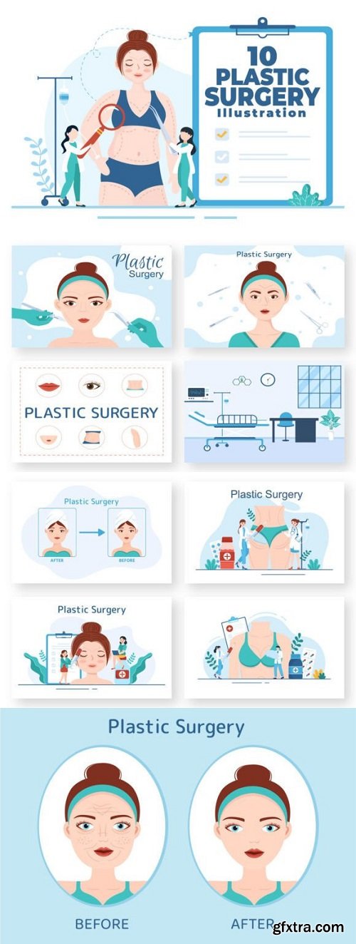 10 Plastic Surgery Flat Illustration