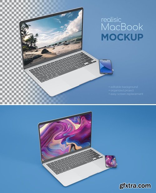 Realistic MacBook And Iphone Mockup AZ542A7