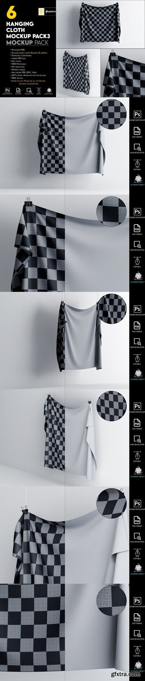 CreativeMarket - Hanging Cloth Mockup Pack3 7465857