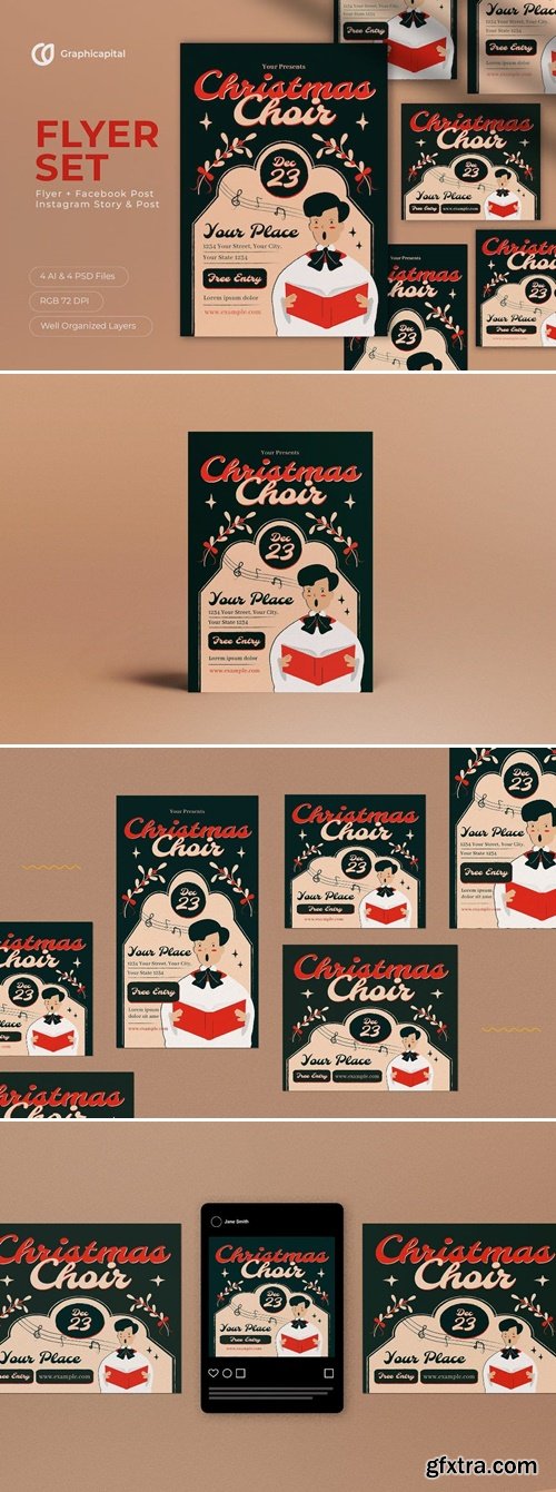 Green Flat Design Christmas Choir Flyer Set BKBW2KC