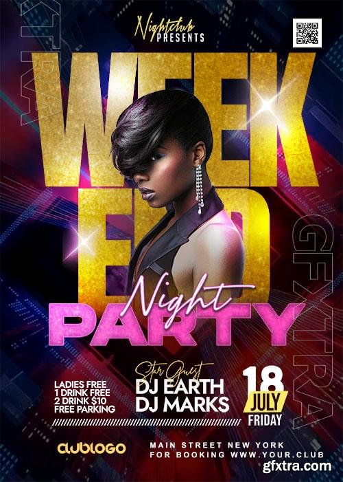 Weekend Night Party Promo Flyer PSD