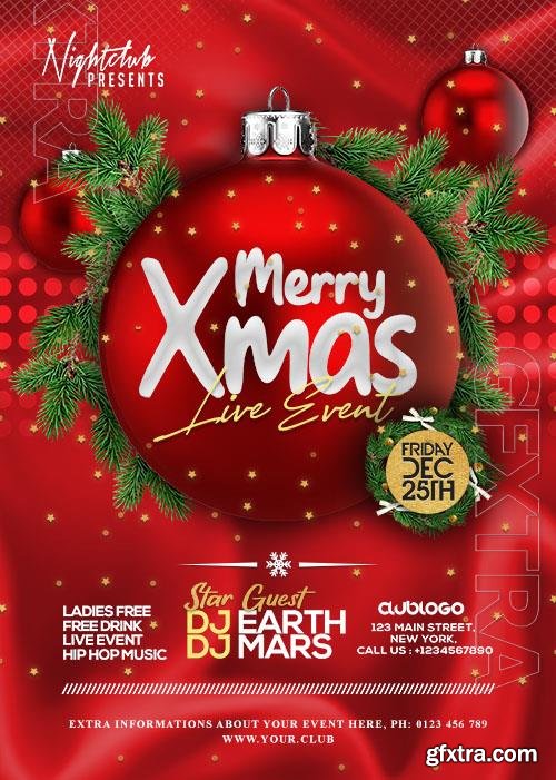 Merry Christmas Live Event Party Flyer PSD