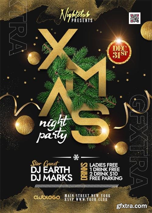 Merry Christmas Event Party Flyer PSD