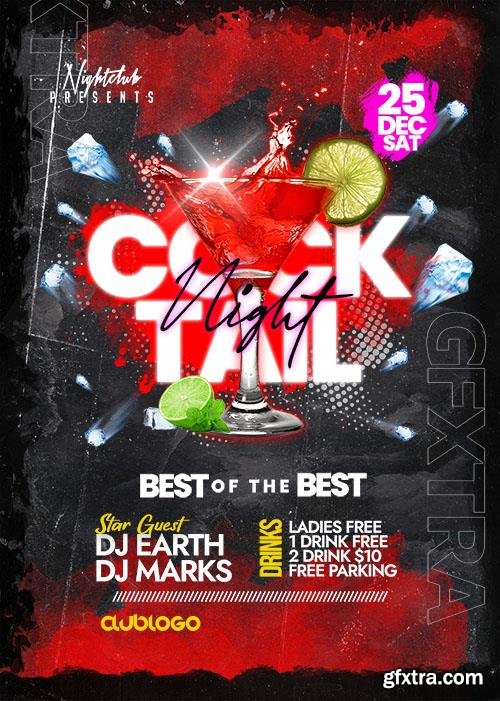 Cocktail Night Party Flyer PSD Template