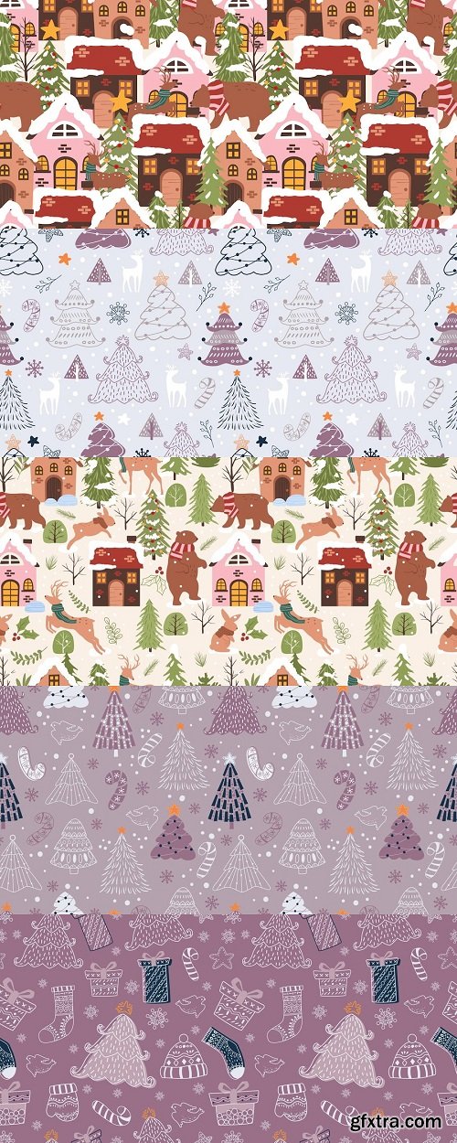 Winter and christmas themed seamless pattern