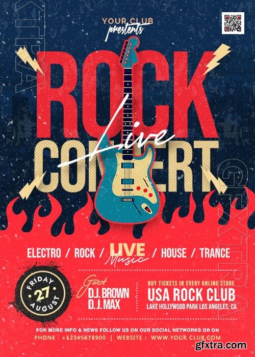 Live Rock Concert Event Flyer PSD