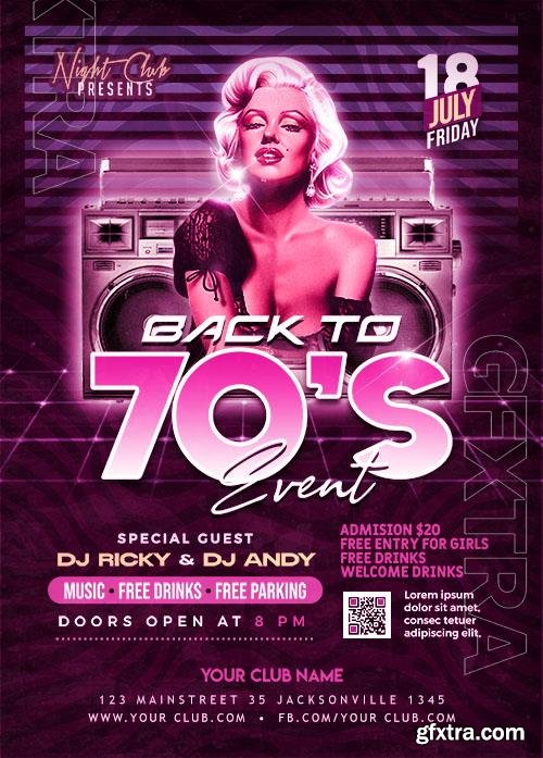 Retro Theme Event Party Flyer PSD