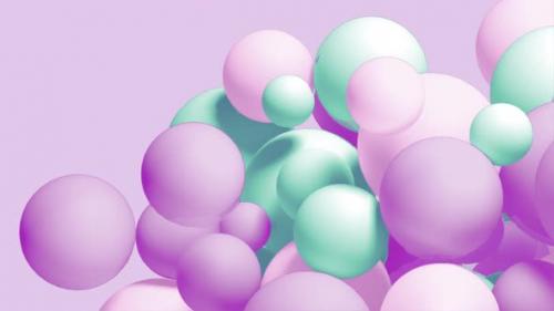 Videohive - 3D abstract pink background with geometric shapes. Colorful balls bounce backdrop - 40932732 - 40932732