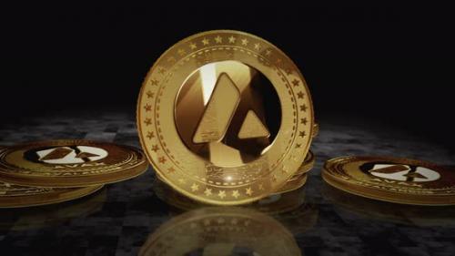 Videohive - Avalanche Avax cryptocurrency golden coin loop on digital screen - 41029633 - 41029633